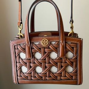Tory Burch Walker Basket Weave Micro Satchel